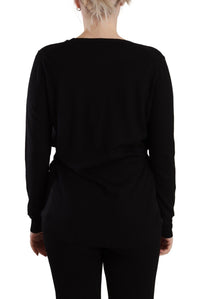 Thumbnail for Elegant Black V-Neck Wool Pullover