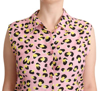 Thumbnail for Sleeveless Leopard Print Polo Top