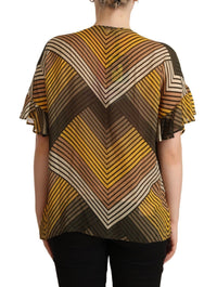 Thumbnail for Chic Multicolor Striped Short Sleeve Blouse