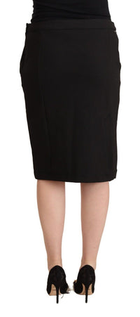 Thumbnail for Black Straight Pencil Cut Knee Length Skirt