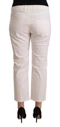 Thumbnail for Chic White Mid Waist Skinny Cropped Jeans