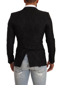 Thumbnail for Elegant Floral Martini Black Blazer