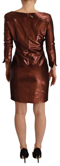 Thumbnail for Elegant Bronze Sheath Mini Dress with Square Neck