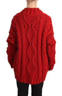 Thumbnail for Ravishing Red Virgin Wool Cardigan