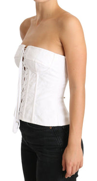 Thumbnail for Elegant White Strapless Corset Top