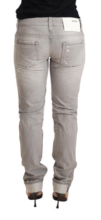 Thumbnail for Chic Slim Fit Tattered Gray Wash Jeans