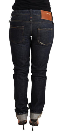 Thumbnail for Elegant Low Waist Skinny Dark Blue Jeans