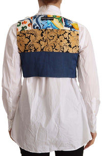 Thumbnail for Multicolor Cropped Vest Top with Button Accents