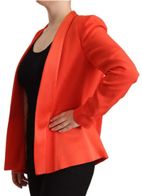 Thumbnail for Orange Long Sleeves Acetate Blazer Pocket Overcoat Jacket