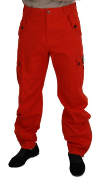 Thumbnail for Elegant Red Cotton Blend Trousers