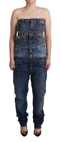 Thumbnail for Elegant Dark Blue Denim Jumpsuit Dress