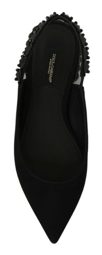Thumbnail for Black Flats Slingback Charmeuse Shoes
