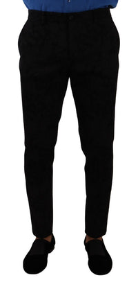 Thumbnail for Elegant Slim Fit Dress Pants in Black Brocade