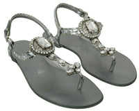 Thumbnail for Elegant Silver Flats with Crystal Embellishments
