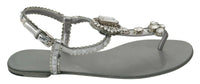 Thumbnail for Elegant Silver Flats with Crystal Embellishments