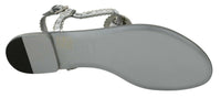 Thumbnail for Elegant Silver Flats with Crystal Embellishments