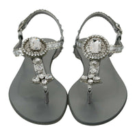 Thumbnail for Elegant Silver Flats with Crystal Embellishments