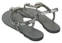 Thumbnail for Elegant Silver Flats with Crystal Embellishments