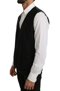 Thumbnail for Black Solid Wool Silk Vest