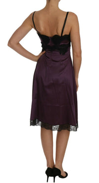 Thumbnail for Elegant Purple Silk Lace Chemise Dress