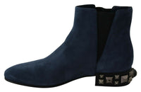 Thumbnail for Chic Blue Suede Mid-Calf Boots with Stud Details