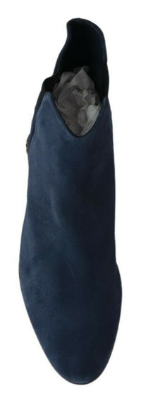 Thumbnail for Chic Blue Suede Mid-Calf Boots with Stud Details