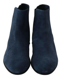 Thumbnail for Chic Blue Suede Mid-Calf Boots with Stud Details