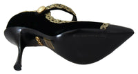 Thumbnail for Elegant Gold-Embroidered Black Velvet Pumps