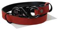 Thumbnail for Red Black Leather Black Logo Buckle Blood Belt