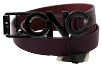 Thumbnail for Brown Leather Large Logo Letter Buckle Belt
