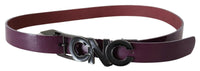 Thumbnail for Brown Leather Large Logo Letter Buckle Belt