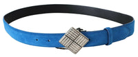 Thumbnail for Blue Leather Silver Square Logo Buckle Waist Belt