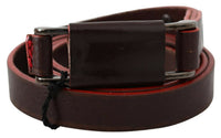 Thumbnail for Brown Leather Double Rustic Silver Buckle Belt