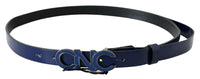 Thumbnail for Blue Leather Logo Skinny Fashion  Belt