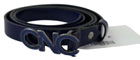 Thumbnail for Blue Leather Logo Skinny Fashion  Belt