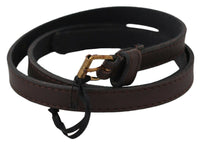 Thumbnail for Elegant Brown Leather Fashion Belt with Gold-Tone Buckle