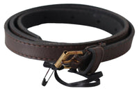 Thumbnail for Elegant Brown Leather Fashion Belt with Gold-Tone Buckle