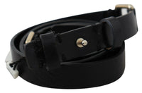 Thumbnail for Elegant Black Leather Fashion Belt with Gold-Tone Buckle
