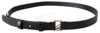 Thumbnail for Elegant Black Leather Fashion Belt with Gold-Tone Buckle