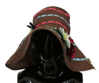 Thumbnail for Brown Knitted Straw Floral Hat