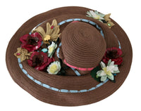 Thumbnail for Brown Knitted Straw Floral Hat