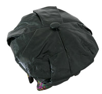 Thumbnail for Black Lamb Leather Floral Print Beret Hat