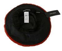 Thumbnail for Red Bordeaux Fur Wide Brim Bucket  Hat