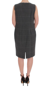 Thumbnail for Gray Checkered Cotton Blazer Dress Set Suit