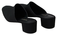 Thumbnail for Chic Black Grosgrain Slide Sandals