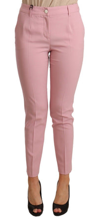 Thumbnail for Elegant Pink Virgin Wool Cropped Trousers