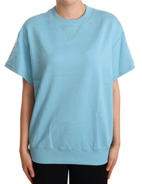 Thumbnail for Blue Cotton Short Sleeves Crew Neck Top