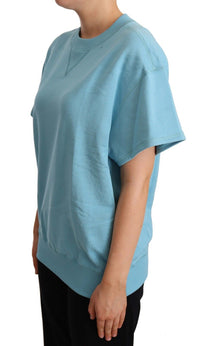 Thumbnail for Blue Cotton Short Sleeves Crew Neck Top