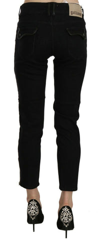 Thumbnail for Chic Black Mid Waist Slim Cropped Jeans