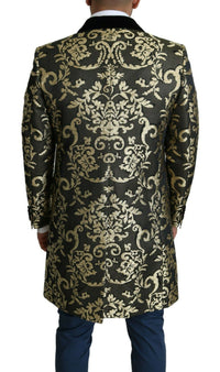Thumbnail for Black Gold Jacquard Long Coat SICILIA Jacket